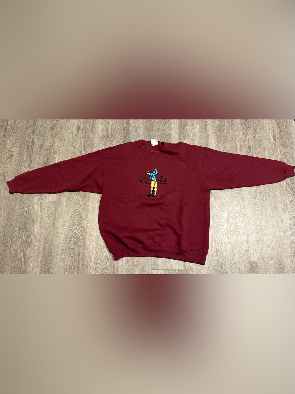 Vintage 1990s Nutmeg XXL Golfing Burgundy Sweatshirt In Excellent Condition